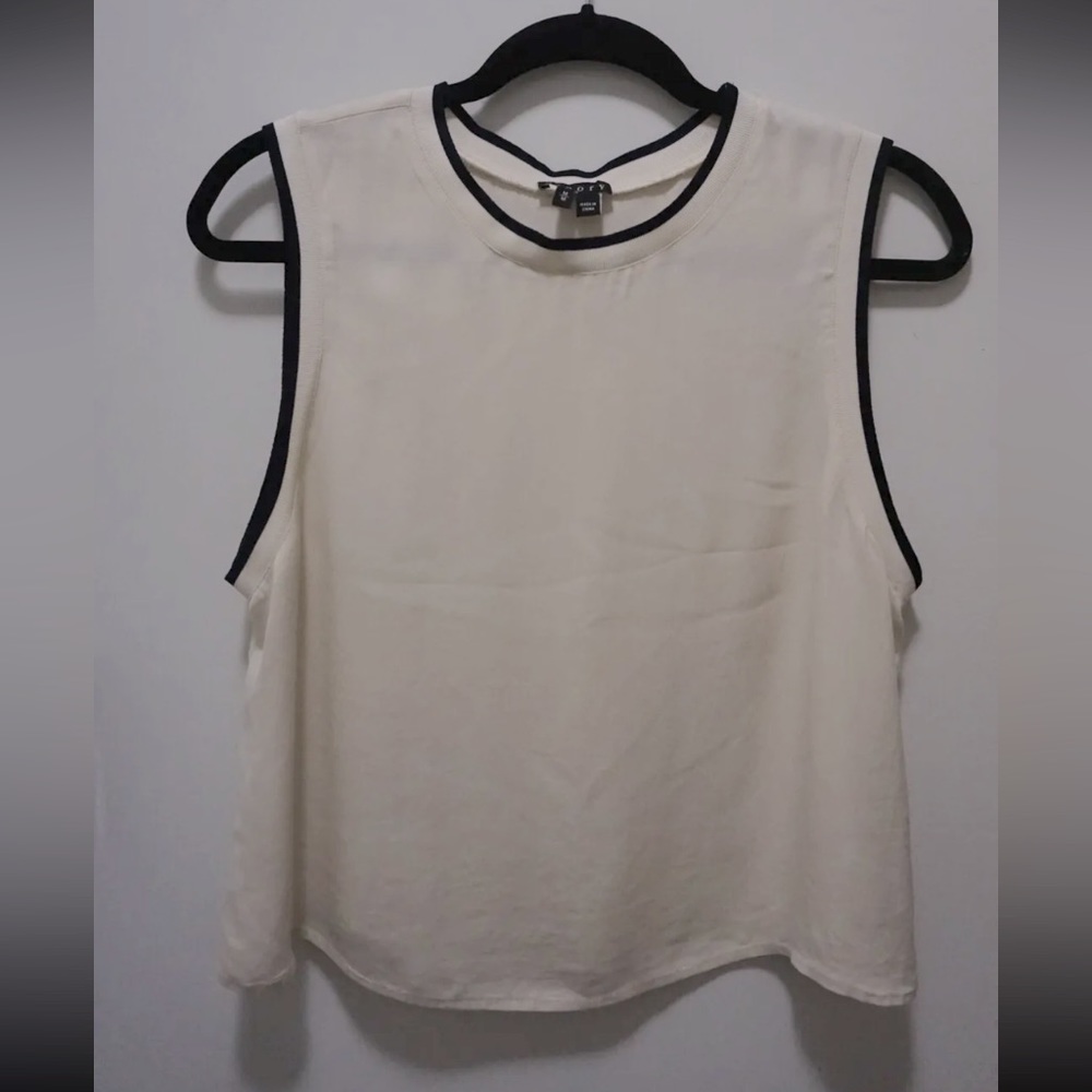 Theory Womens Silk Tank Top Cream Office Muscle White Medium